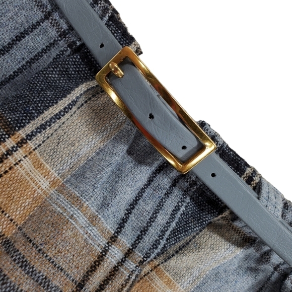 VTG Baker St Ted Martin Skirt sz 16 Plaid Gray Tan Preppy Autumn Wool Blend - Picture 3 of 13